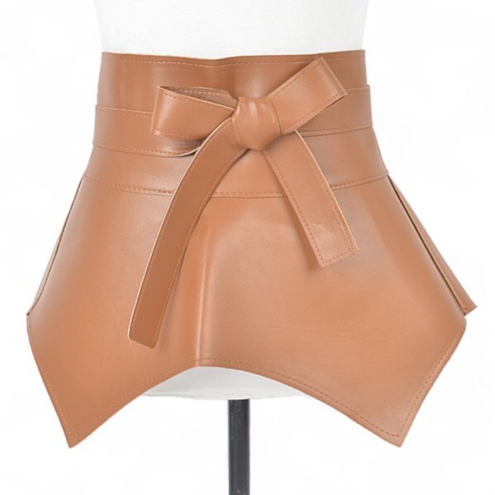 Plus Size Vegan Leather Wrap Skirt Statement Belt